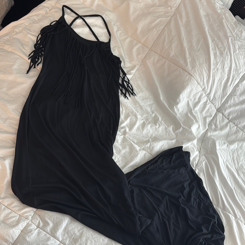 Elegant Black Fringe Dress